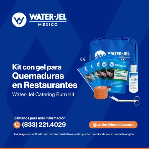 Kit con gel para quemaduras en restaurantes